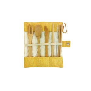 Kit de cubiertos de bambú con estuche versión 2