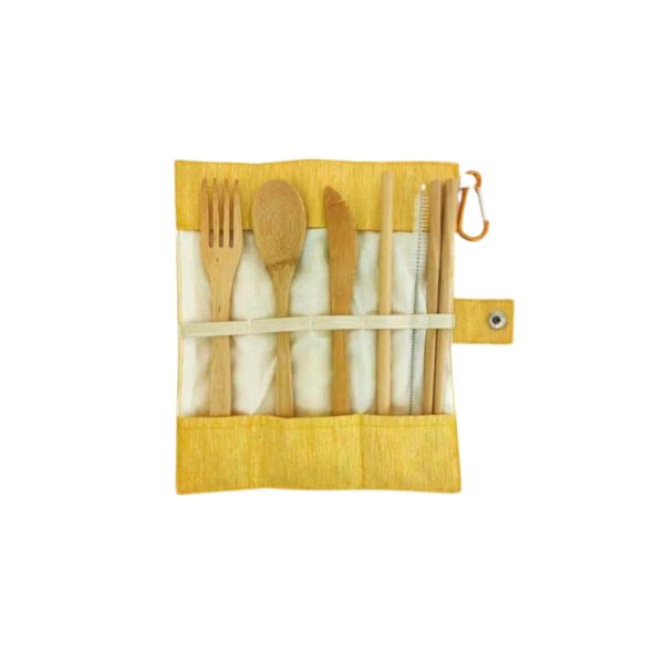 Kit de cubiertos de bambú con estuche versión 2