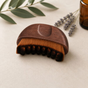 CEPILLO PARA MASAJE LINFATICO FACIAL CON MANGO DE MADERA